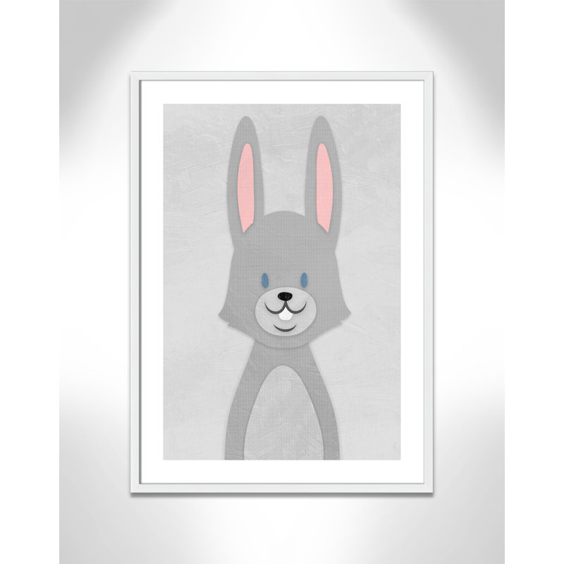 Cheery Bunny Art, 34.5" H x 24.5" W x 1.18" D, White Box Framed