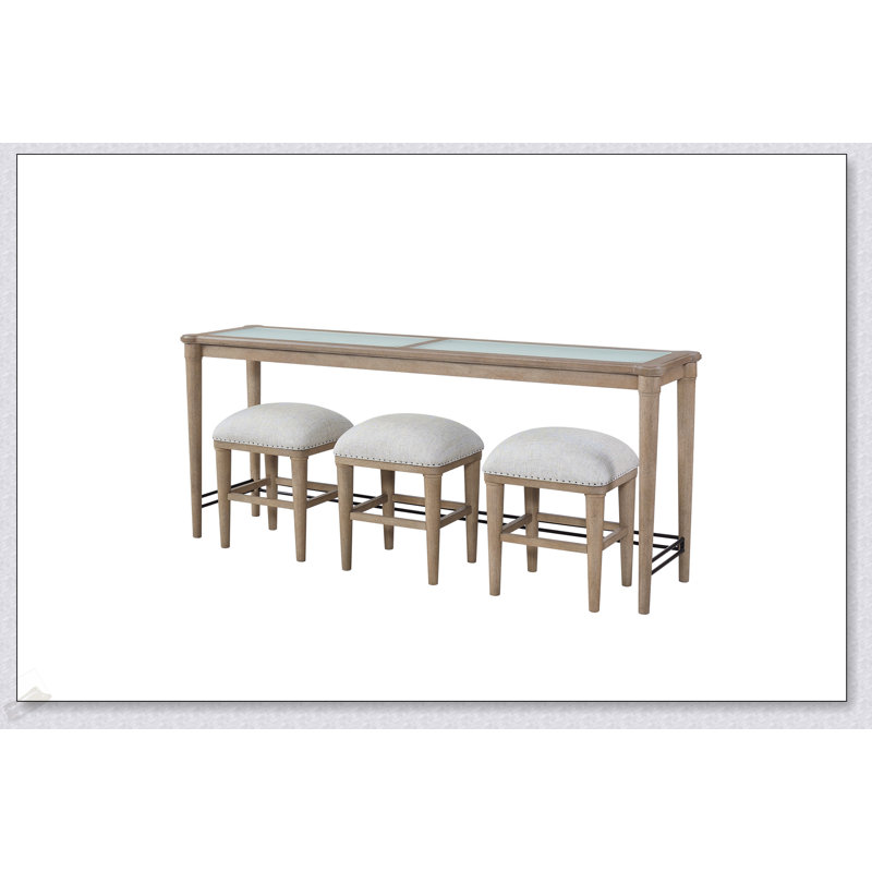 Console en verre givré avec 3 tabourets, design moderne pour une décoration intérieure élégante et fonctionnelle