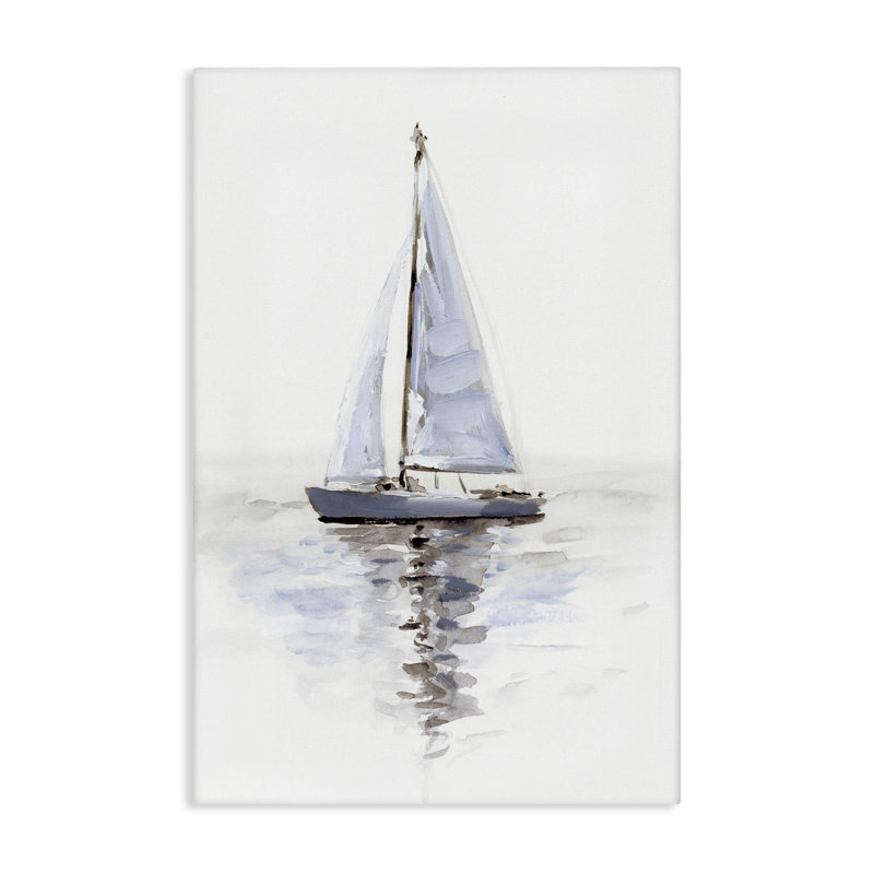 Art mural sur toile, "Voilier minimaliste" par Victoria Barnes, H 45 po x l 30 po