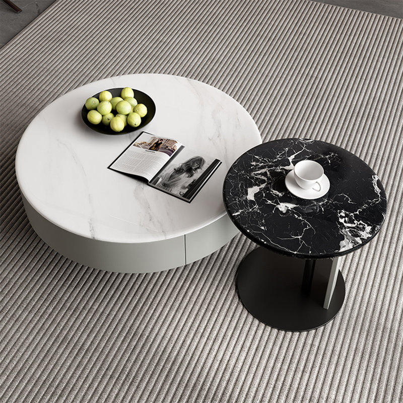 Circular microcrystalline stone coffee table