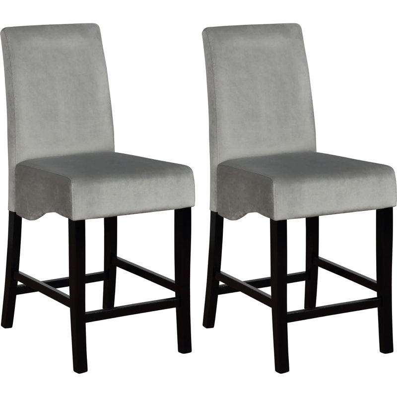 Tabourets de comptoir gris foncé (2) - dossier évasé, siège rembourré, mélange avec décor moderne de comptoirs de cuisine et de bars à domicile 2 pièces