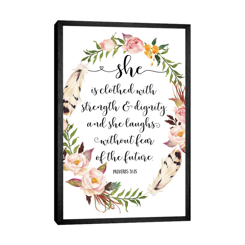 She Is Clothed With Strength And Dignity, And She Laugh, Proverbs 31:25 - Print on Canvas, 101.6 cm H x 66.04 cm W