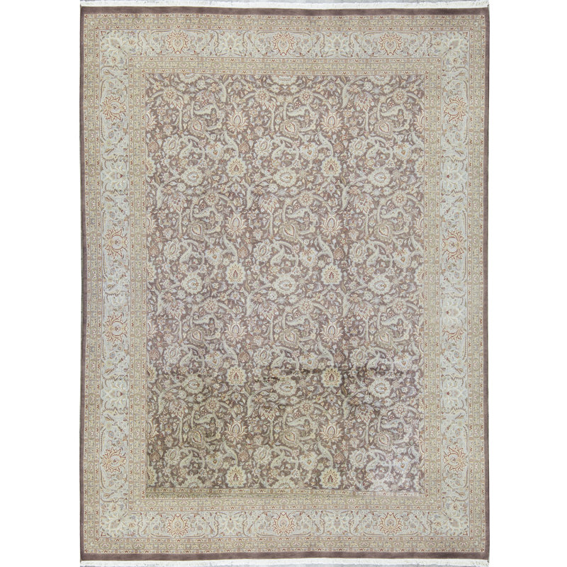 Tapis beige noué à la main de haute qualité