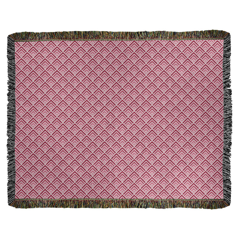 Couverture en coton tissé Katelyn Elizabeth, L 60 po x L 80 po, Rose foncé