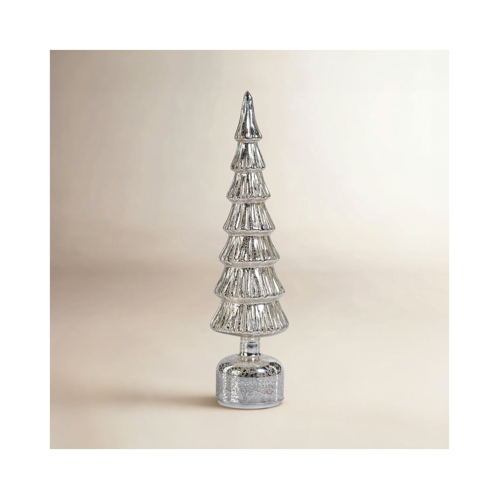 Merrigan Rotating LED Holiday Tabletop Tree, Antique Silver, 16.5" H x 4" W x 4" D