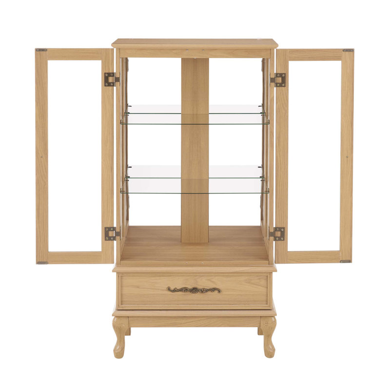 Armoire vitrée avec porte vitrée Curio, Chêne clair