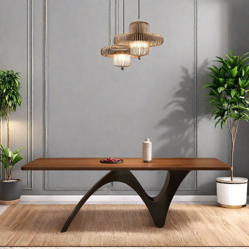 Retro solid wood rectangular creative dining table, 29.5"H x 70.8"L x 31.4"W