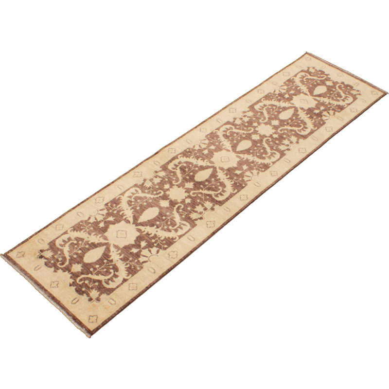 Tapis intérieur en laine dorée 2 pi 8 po x 10 pi 1 po one-of-kind-noué la main ushak brun foncé Peshawar Oushak
