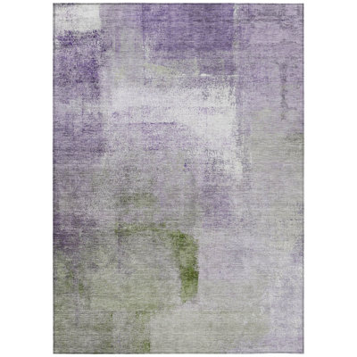 10' X 14' Green Abstract Washable Indoor Outdoor Area Rug