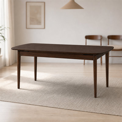 Table de salle à manger extensible en bois d'hévéa massif, brun noyer foncé, de 118 à 180 cm (46,53 à 70,94 pouces), rectangulaire ou ovale, idéale pour la cuisine ou la salle à manger.