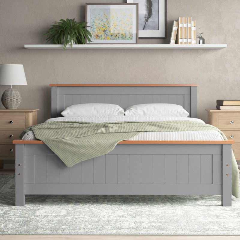 Aubrey Solid Wood Bed with Mattress, Grey, Single (3'), 12cm Memory Foam