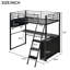Lit mezzanine simple en métal avec bureau, rangement et rangement à DEL de conception moderne noir-118036647