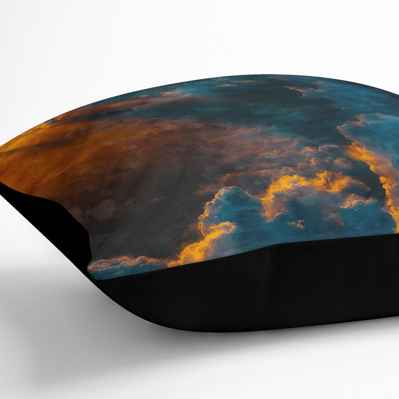 Light Through Clouds Painting Cushion with Filling, 55cm H x 55cm W x 20cm D, Black