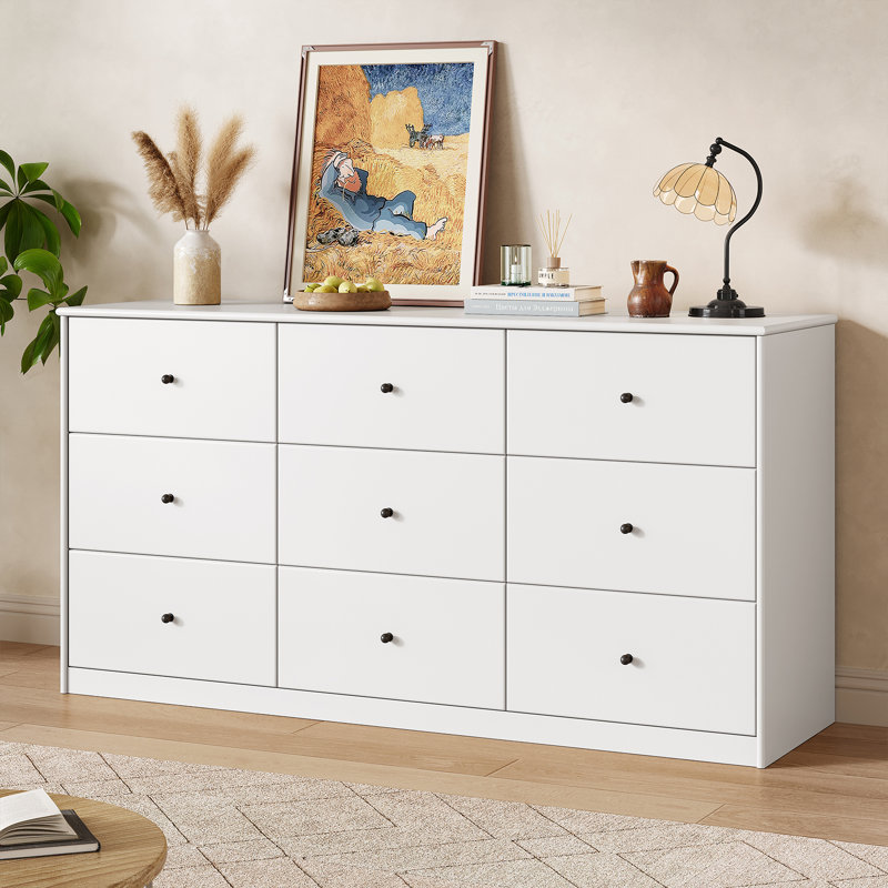 Commode 9 tiroirs Pilou, Blanc