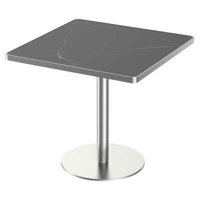 Table carrée bistro moderne tulipe 31,5 pouces avec plateau en faux marbre, facile à assembler, structure en métal robuste