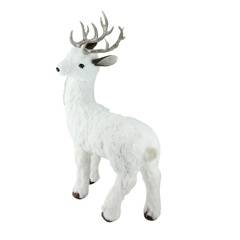 Décoration de table cerf sur pied 20 po blanc et doré