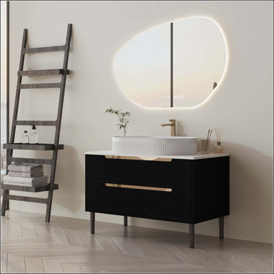 Meuble-lavabo 36 po 2-en-1 avec lavabo intégré en céramique