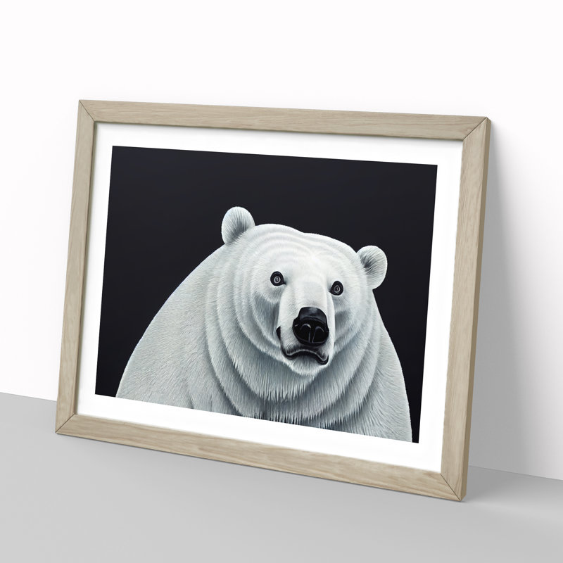 Inspirational Polar Bear - Single Picture Frame Print, 25cm H x 34cm W x 2cm D, Oak Framed