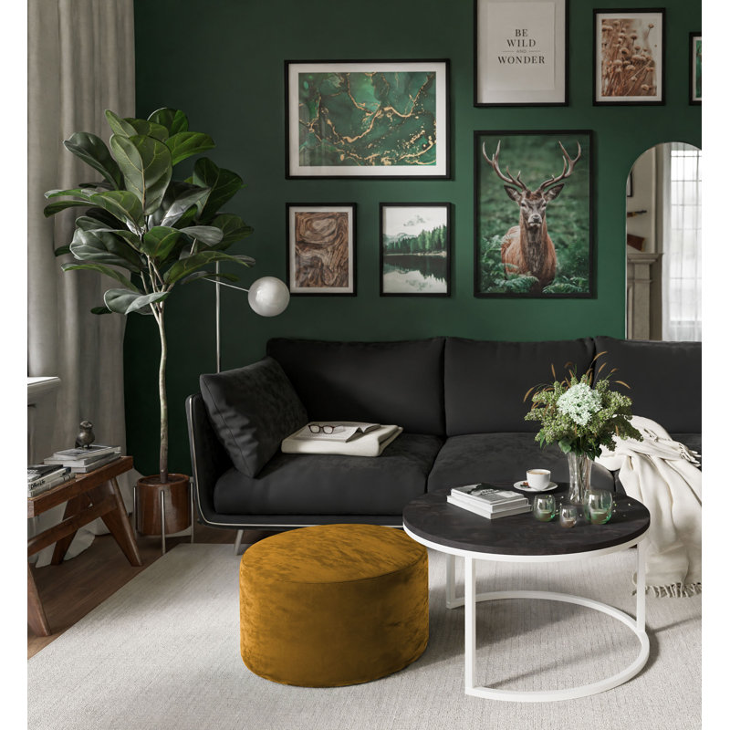 Alkmaar Frame Coffee Table, White, Dark Concrete