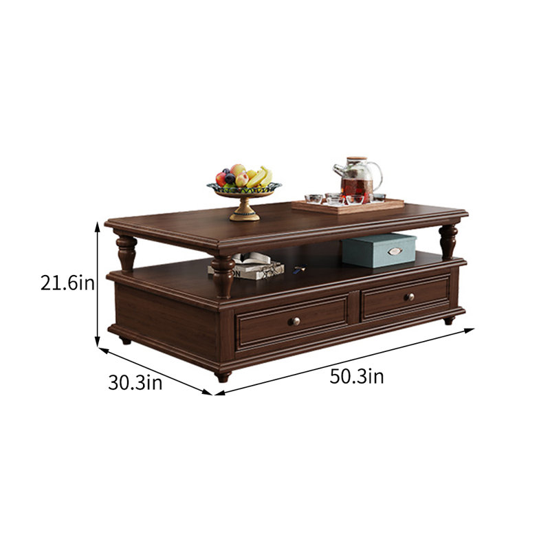 Table basse en bois massif de style européen