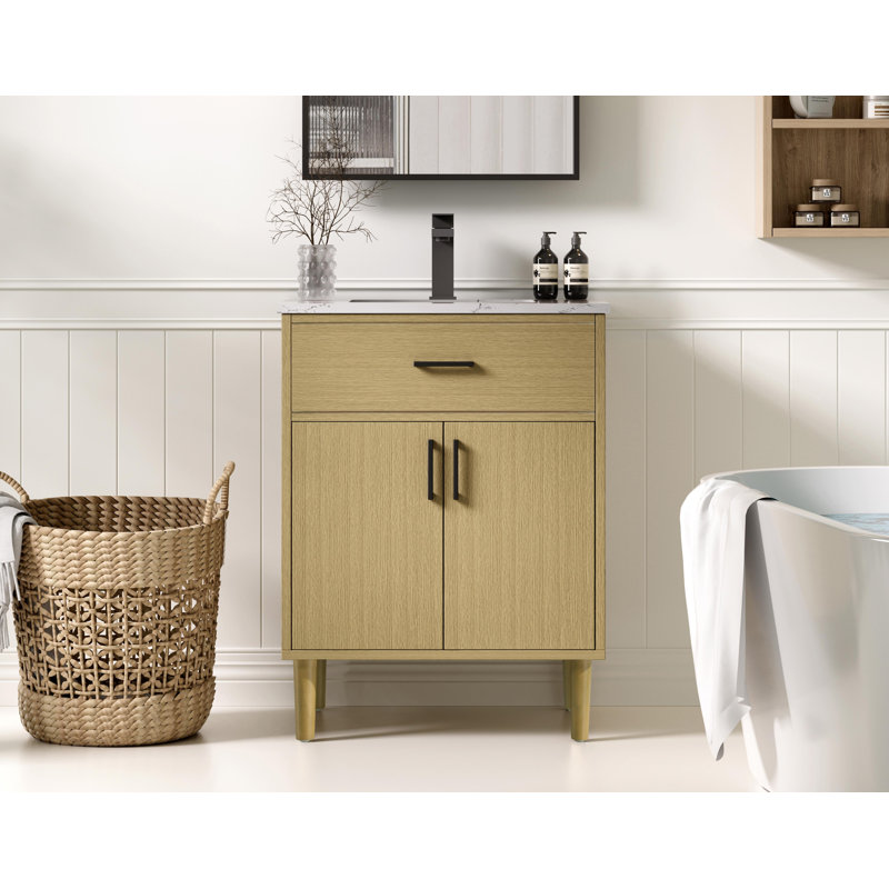 Meuble-lavabo simple 24 po Chandler, Brun miel