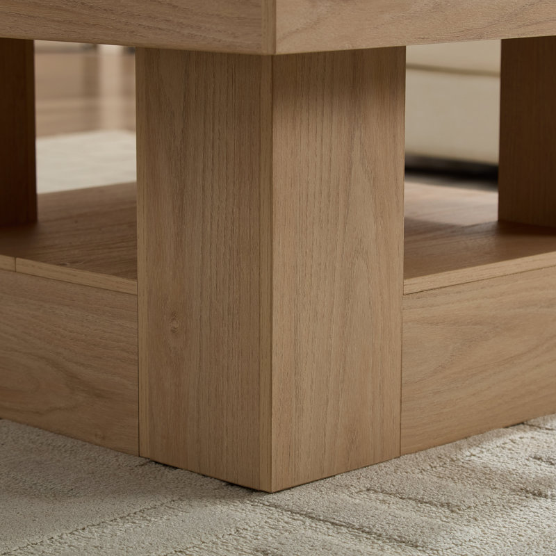 Table basse avec bords festonnés - Table de centre industrielle à profil bas 31,5 pouces pour le salon