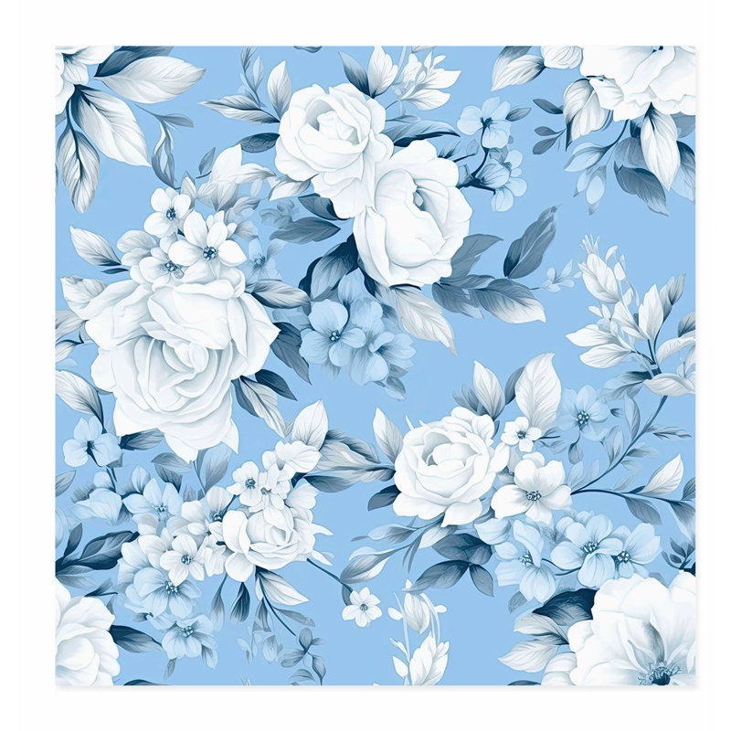«Floral Winter Blue Flowers», reproduction d'art non encadrée, H 24 po x l 24 po