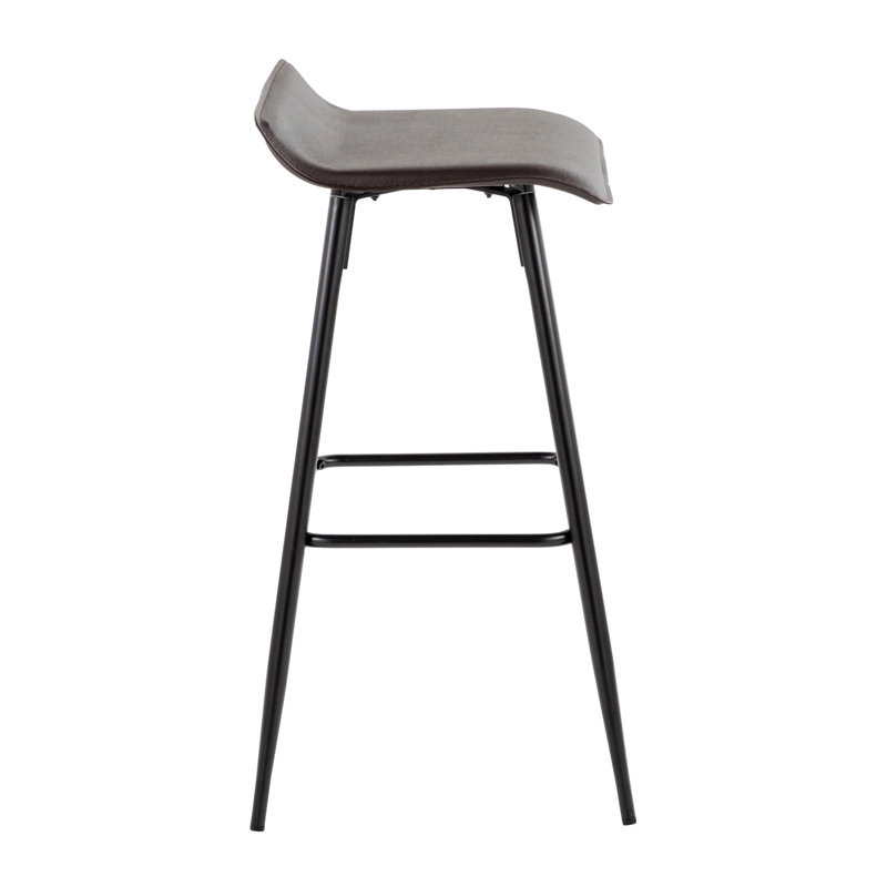Kalsum Upholstered Counter Stool with Metal Frame, Brown, Bar Stool (32.5” Seat Height)