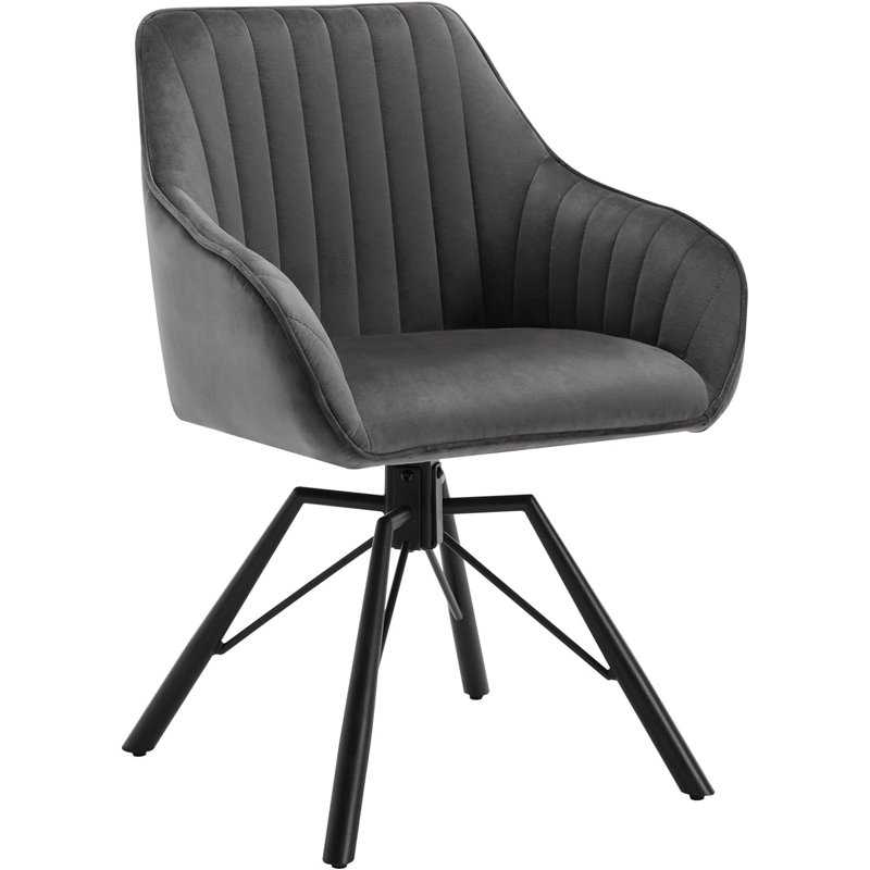 Macdonald 48.5cm H Upholstered Metal Upholstered Back Dining Chair, Dark Grey Velvet