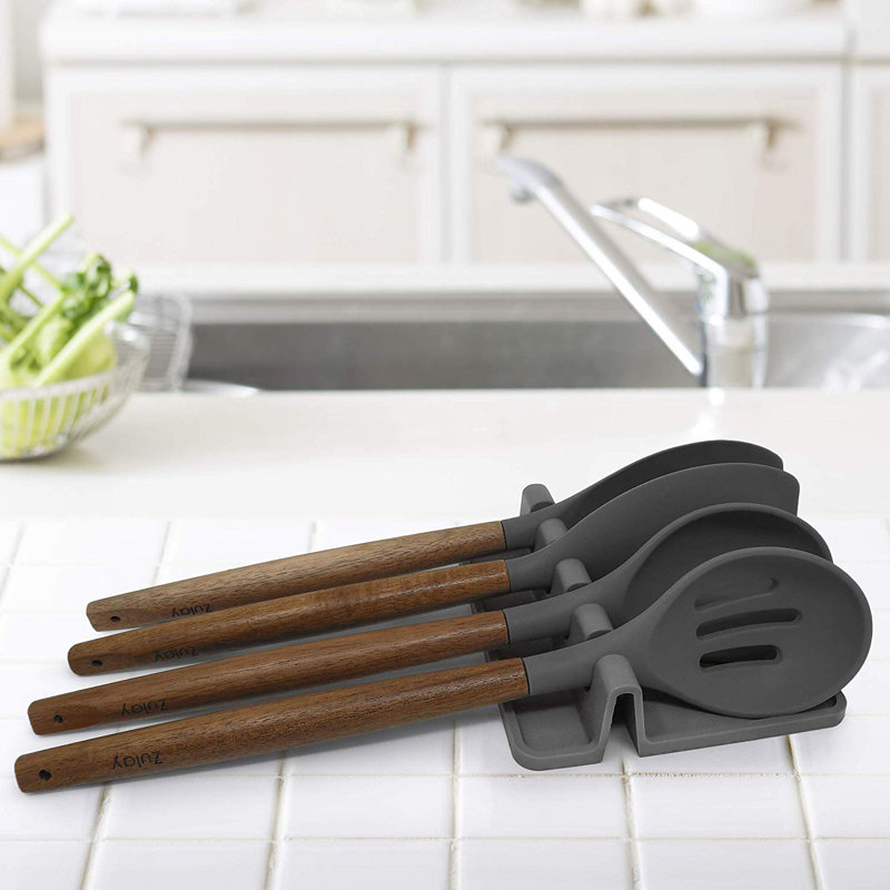 Heat Resistant Silicone Spoon Rest, Grey
