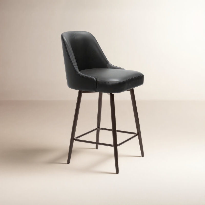 Zack Keppel Swivel Stool, 26.4" Seat Height, Black/Bronze