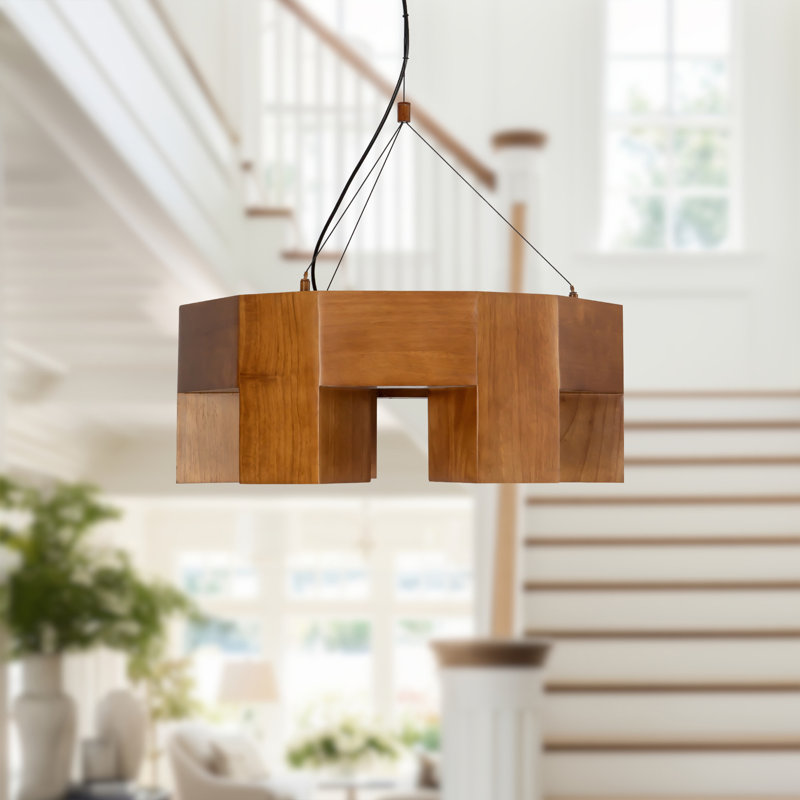 Bosco 6 - Light LED Chandelier, Natural Oak