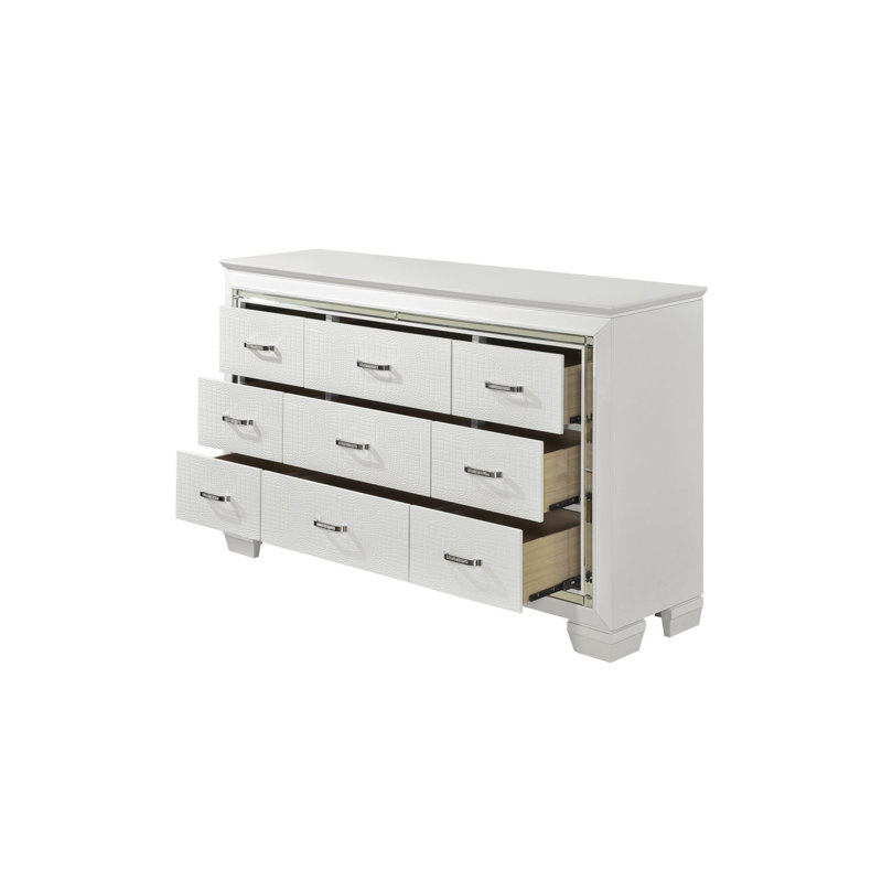 Ensemble de chambre à coucher à panneau en tissu d'ameublement à DEL 3-1 Ibhan, Double, Blanc