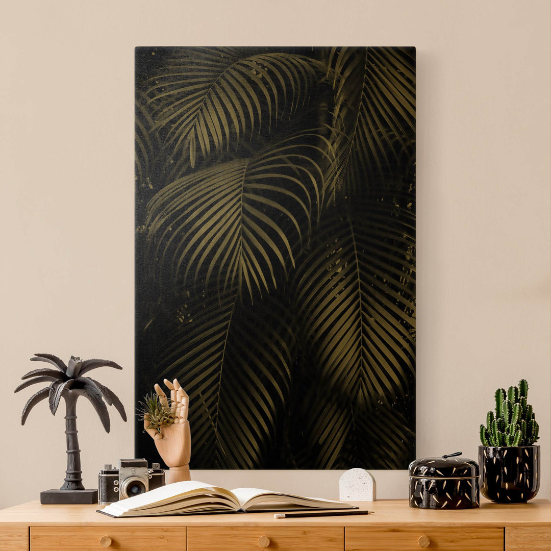 Leinwandbild Black Palm Fronds