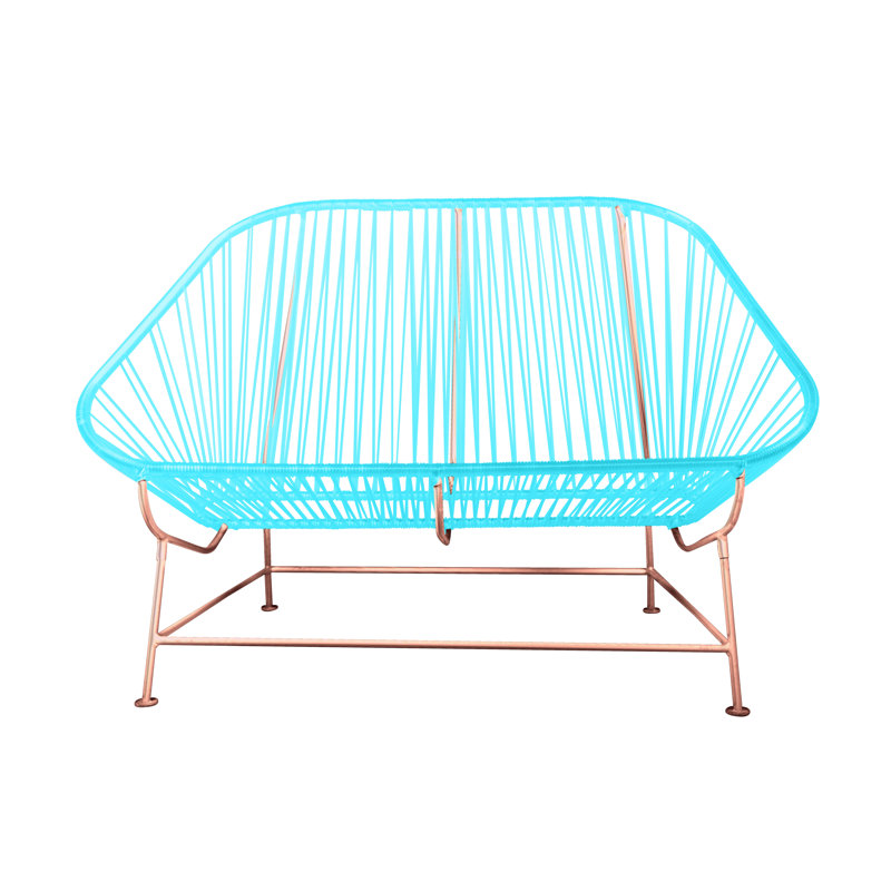 InLove Indoor/Outdoor Handmade Loveseat, Blue/Copper