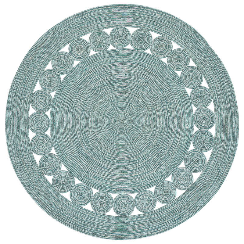 Braided Hand Woven No Pattern Indoor Rug, 5'-0" x 5'-0" Round