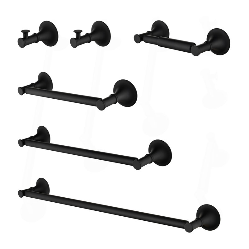 Ensemble de porte-serviettes 6 pièces en laiton, Noir mat