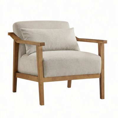 Reagan Wood Arm Accent Chair with Lumbar Pillow
