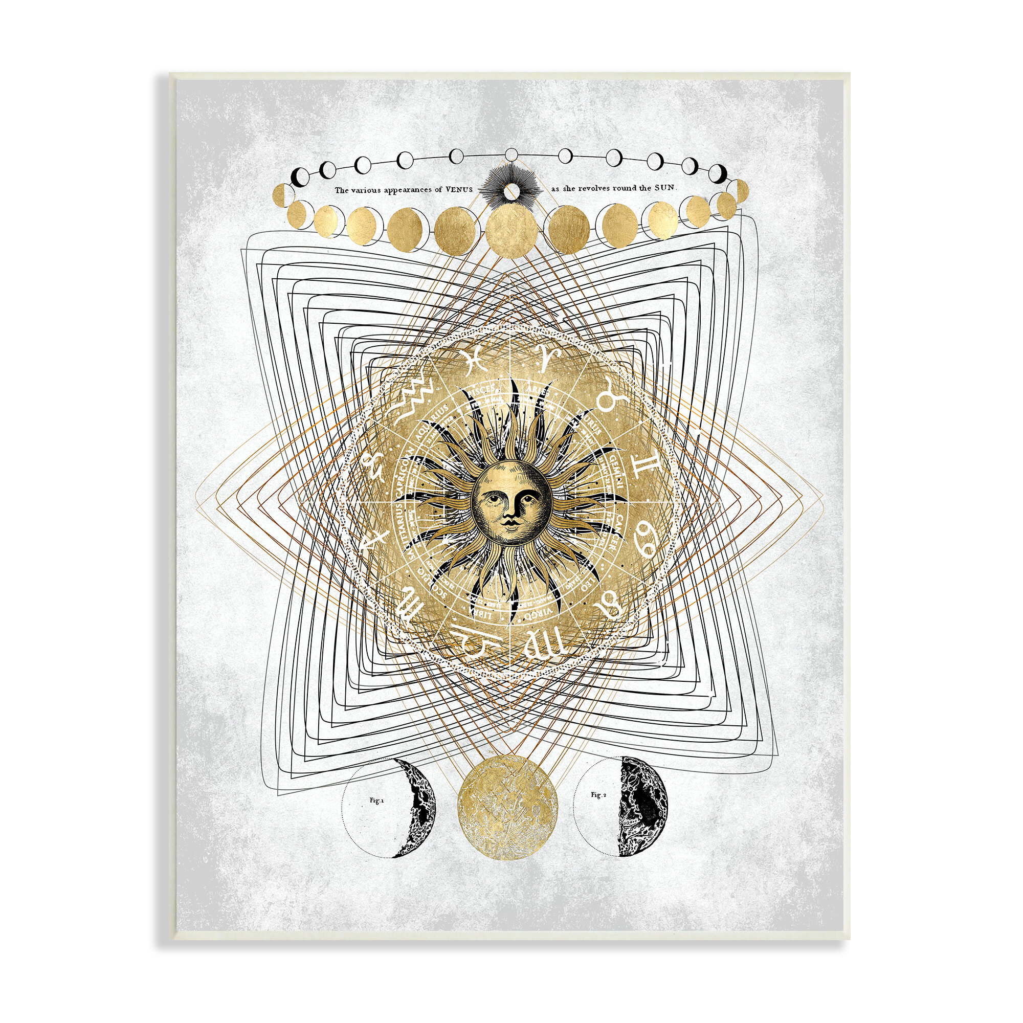Stupell Industries Zodiac Chart Astrological Symbols Sun Moon Phases ...