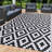 Black and White Cross Pattern Outdoor Rug Camping Plastic Straw Mats-290417074