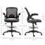 Chaise de dessinateur en filet, chaise de bureau haute avec support lombaire, accoudoirs rabattables, repose-pieds et hauteur de siège réglable