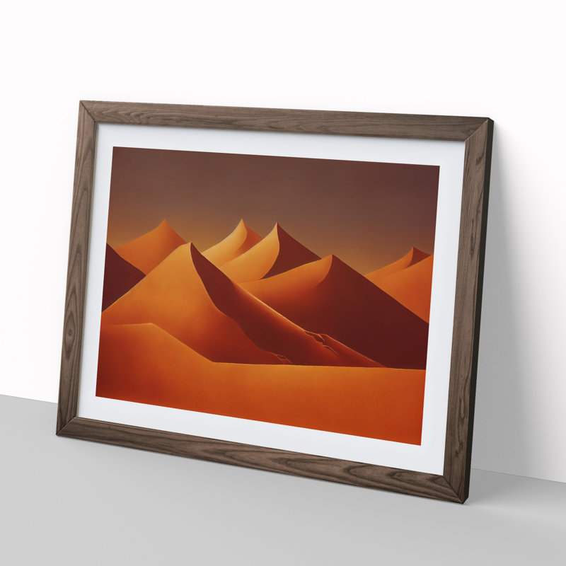 Desert Sand Dunes Vol.1 - Single Picture Frame Print, 46cm H x 64cm W x 2cm D, Walnut