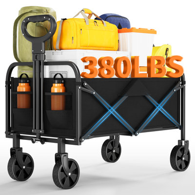 Chariot tout-terrain pliable robuste de 30 pouces à roulettes tout-terrain avec poignée réglable et capacité de charge de 380 lb pour le camping