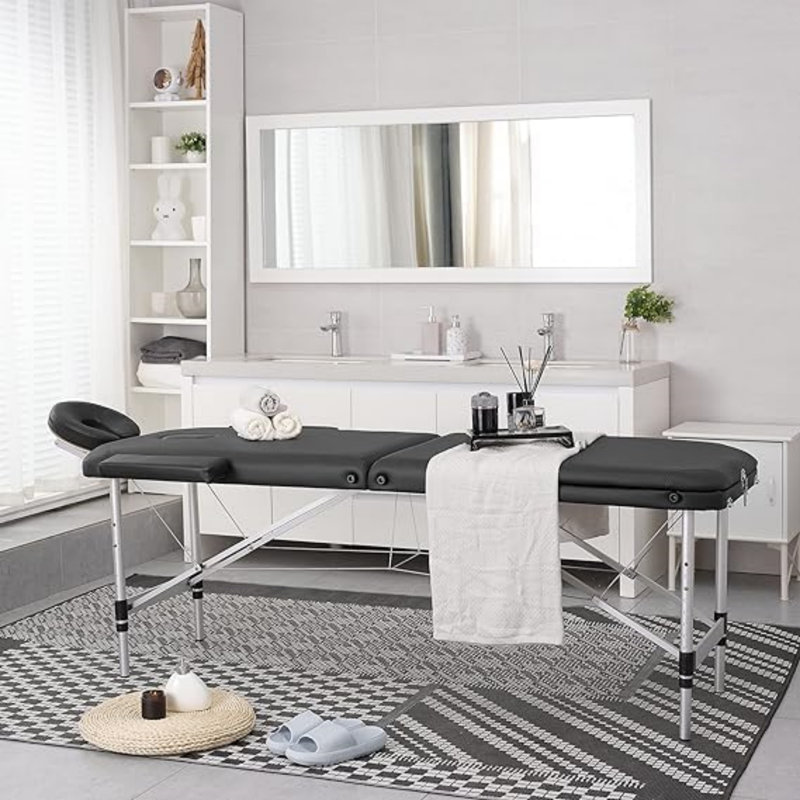213.4cm Rectangular Adjustable Folding Table, Black
