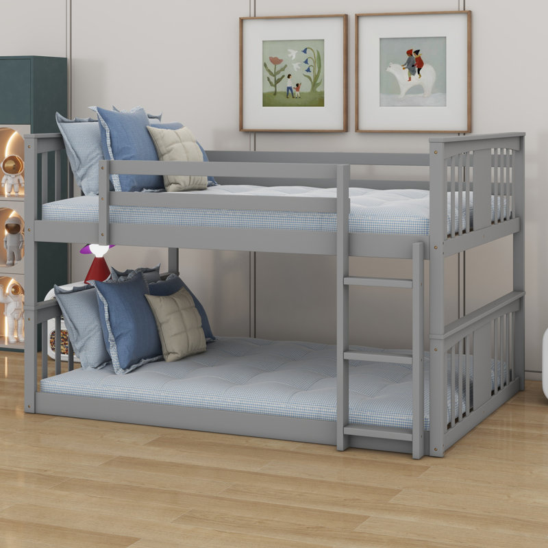 Lit superposé pour enfant Kaeliana, Lit superposé double sur double, Gris