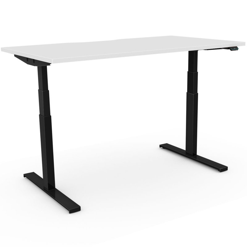 Arnesia Adjustable Metal Base Standing Desk, 123cm H x 140cm W x 80cm D, White, White