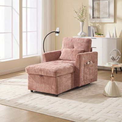 Chaise longue en chenille avec espace de rangement