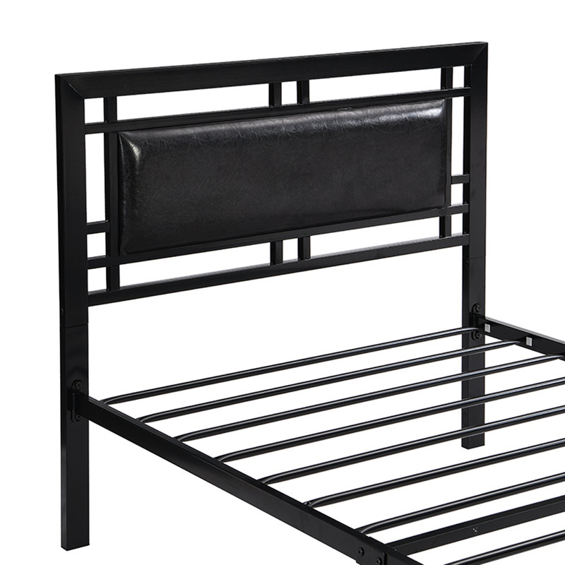 Twin Size Metal Bed - , Strong Bedroom Addition, Black Frame Strong, Silent Piece,