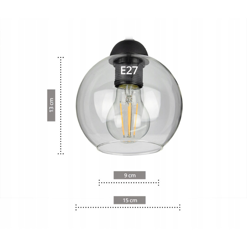 Ball pendant light 3-light Lolas, Transparent