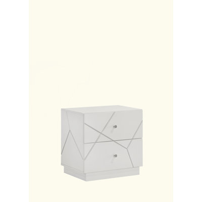 Manhattan Nightstand – Lacquer Finish With Geometric Design And Velvet-Lined Drawers For Modern Bedrooms